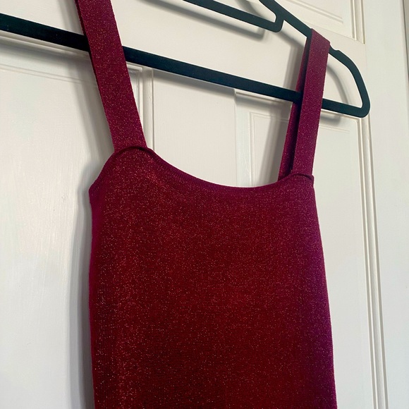 Revolve Superdown Zoe Knit Sparkle Dress in Burgundy | Size Medium - Picture 2 of 8